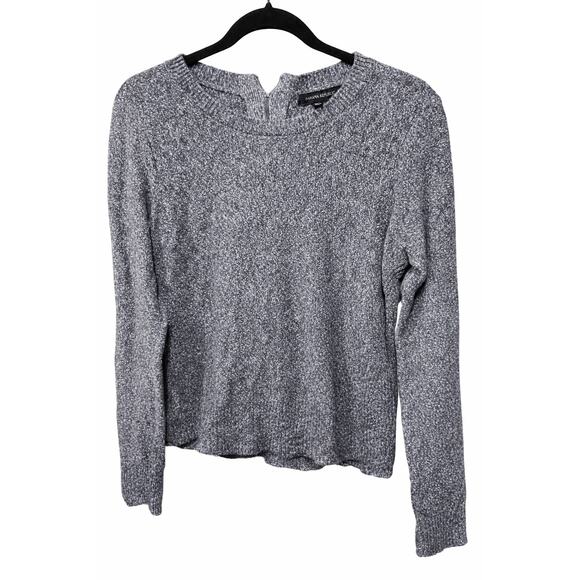 Banana Republic Womens Cotton Crewneck Sweater Heather Gray Zip Back Med - Picture 3 of 5